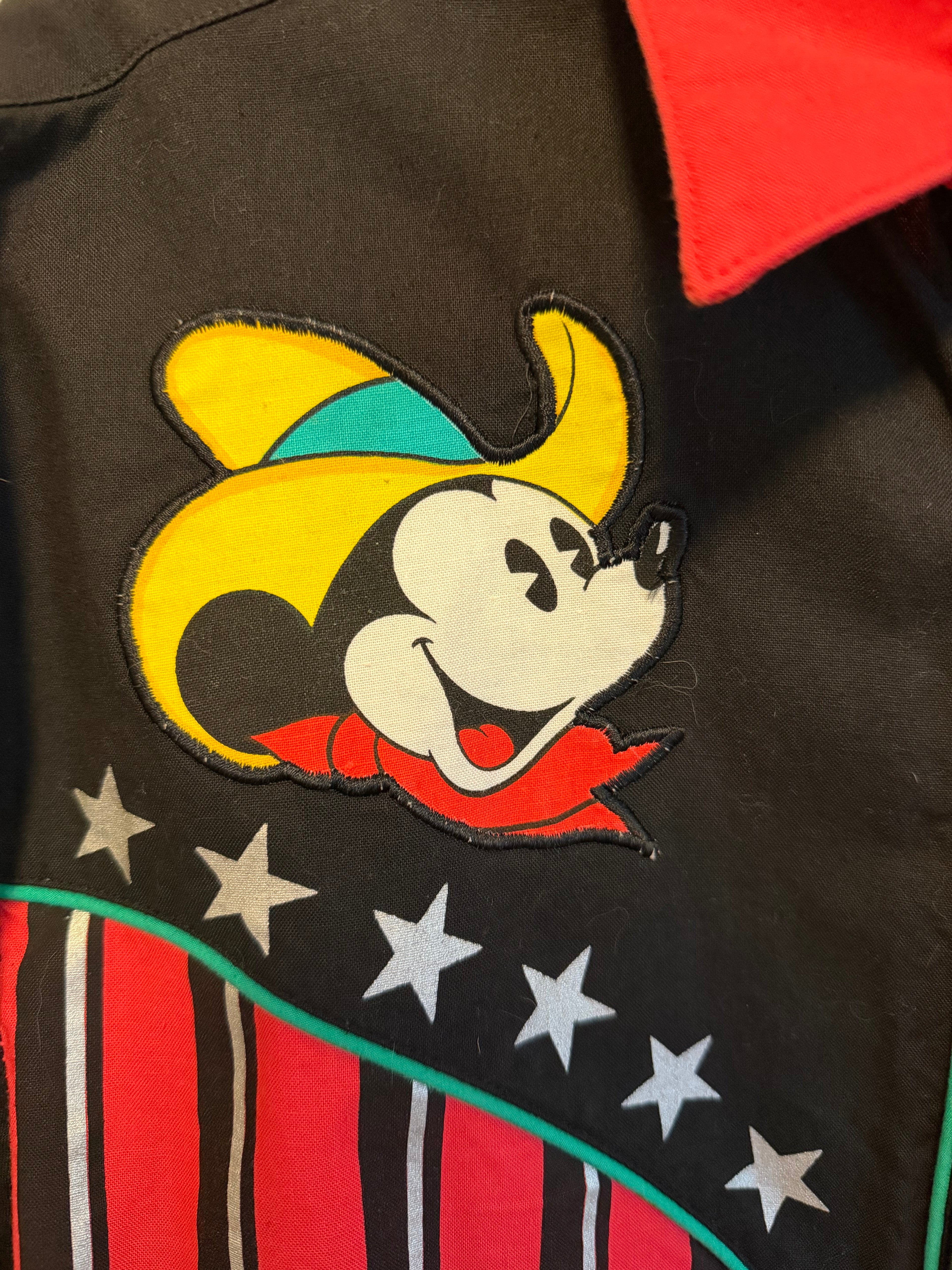 VINTAGE 90s Mickey Mouse Western Cowboy Button-Up Shirt - M