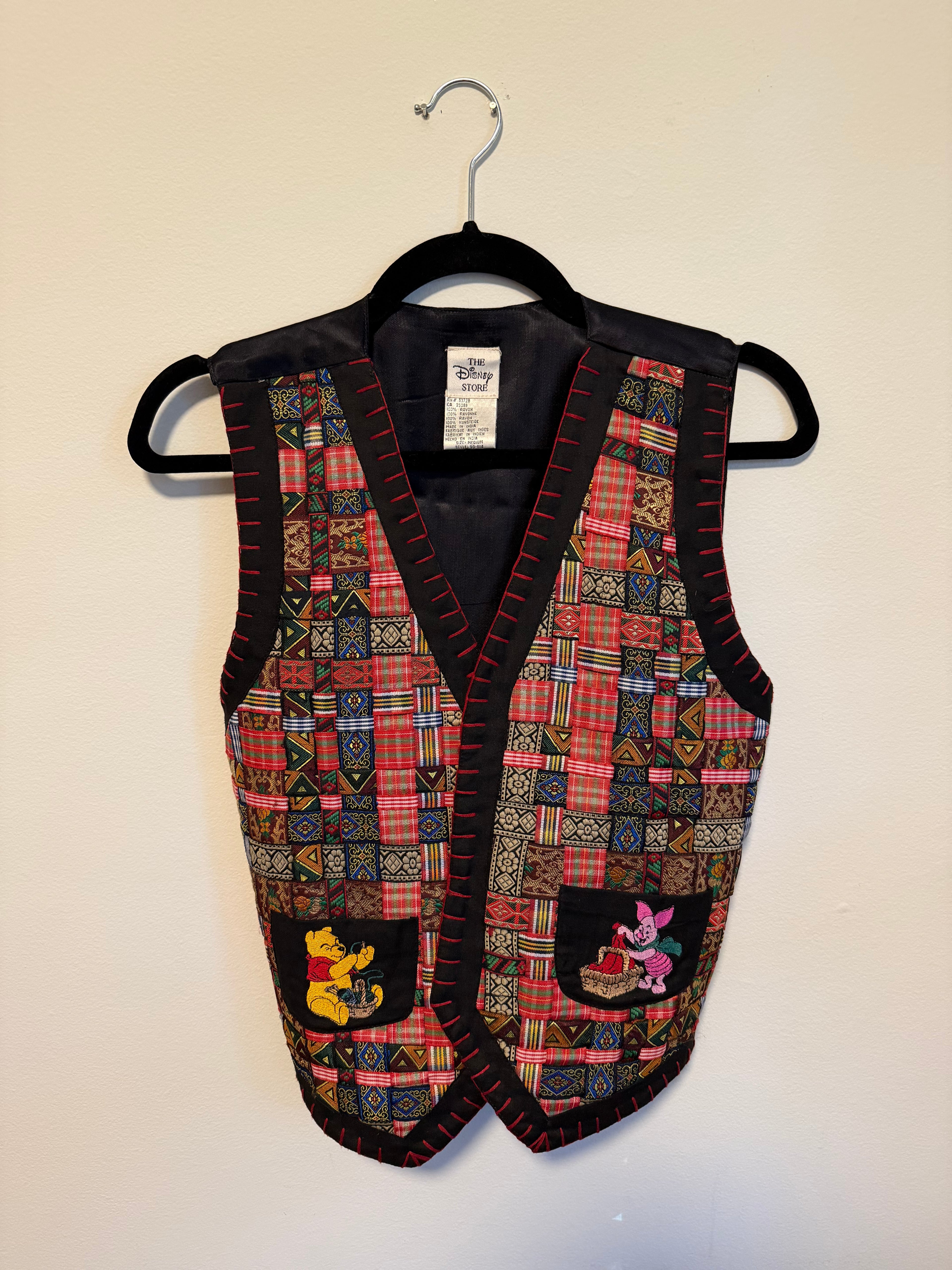 VINTAGE 90s Winnie the Pooh Patchwork Vest - L