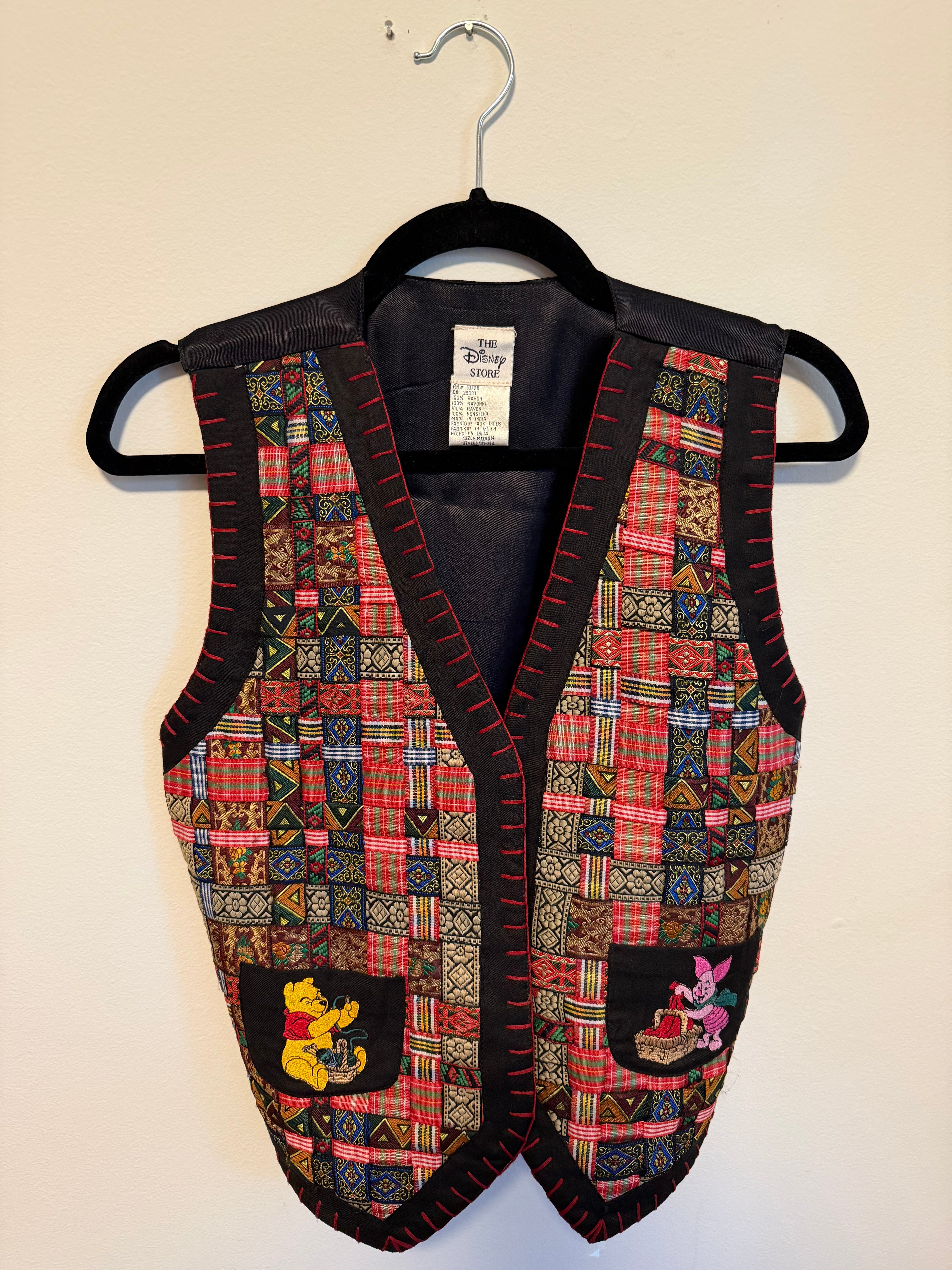 VINTAGE 90s Winnie the Pooh Patchwork Vest - L
